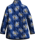 LIZALIG Women's Cropped Puffer Jacket Lightweight Floral Print Long Sleeve Padded Quilted Puffy Cardigan Coat