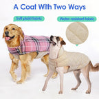 MIGOHI Reversible Dog Jacket, Windproof Waterproof Winter Coat for Cold Weather, British Style Plaid Warm Dog Vest, Pink, S