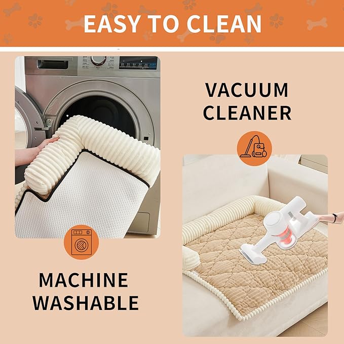 HAOMAIJIA Dog Couch Bed for Medium Dogs, Non Slip Pet Couch Covers for Sofa Thick Soft Washable Dog Couch Cover Protector All Seasons Universal Dogs and Cats Bed Mat (Khaki, Medium)