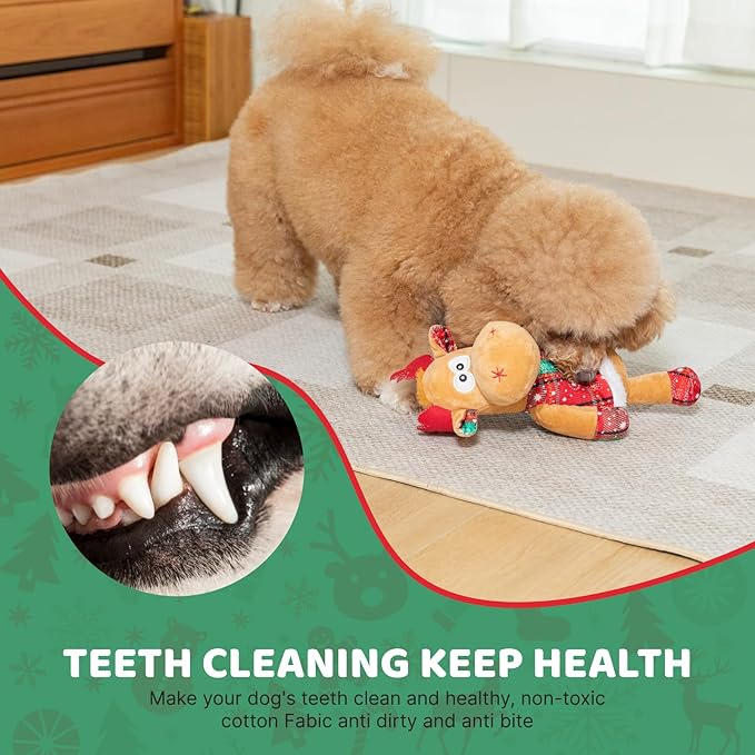 Christmas Squeaky Dog Toys Tug of War Dog Plush Toy for Large Breed Interactive Dog Chew Toys for Puppies Small and Large Dogs Training and Reduce Boredom