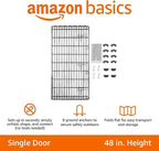Amazon Basics Foldable Octagonal Metal Exercise Dog Playpen - Indoor/Outdoor, Single Door, Extra Large (8 Panels, 24 x 48), Easy to assemble and store customize, 48" - X-Large, Black