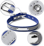 Personalized Reflective Cat Collars with Name Tag and Plated,Engraved Custom Cat Collar with Name and Phone,Kitten Collar with Safety Buckle Adjustable for Cats and Kitten(Blue)