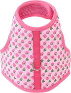 Mile High Life Dog Harness, Air Mesh Floral Vest Harness for 20 lbs Small Dogs & Cats, Easy Get on Adjustable Easy Closures Both Neck and Chest(Pink Flower, S Chest 16"-18")
