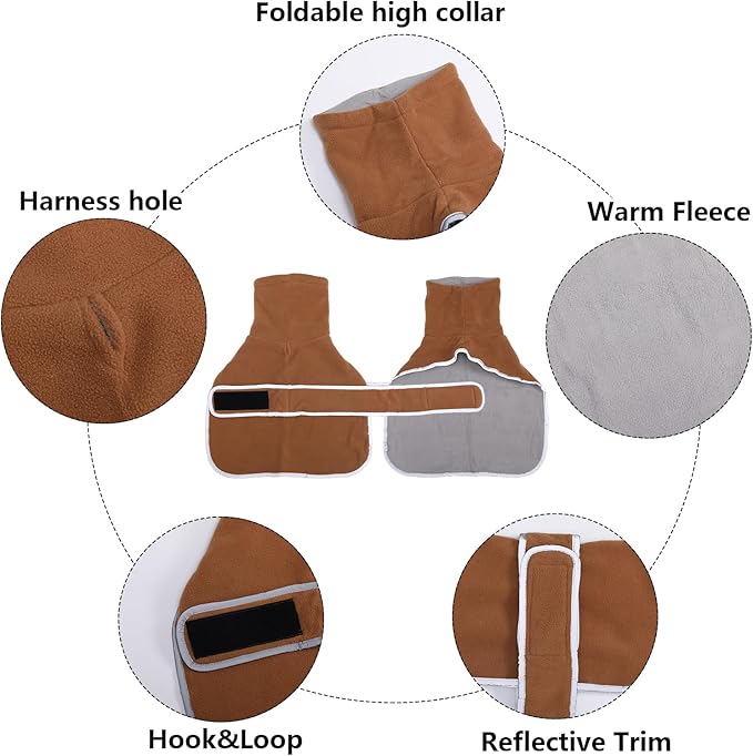 Geyecete Dachshund Sweaters for Dogs Jacket,Dachshund Coat Perfect Dog Winter Coat with Padded Fleece Lining,high Collar,Dog Snowsuit-Brown-XS