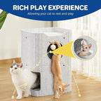 Cat House for Indoor Cats Large Cat Bed Cave 2-Storey Cats Condo with Cozy Felt Covered Hideaway for Multiple Pets Light Gray