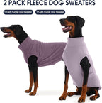 IECOii 2 Pack 4XL Dog Fleese Sweater - Warm & Stretchy, Machine Washable, Doberman Sweaters for Indoor Outdoor, Soft Dogs Coats Boy Girl for Fall Winter (Size XXXXL,Dark Purple & Light Purple)
