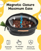 Dog Treat Pouches for Pet Training with Silicone Liner and Magnetic Closure, 2-Cup Treat Bag with Built-in Poop Dispenser, Waist Belt Clip, 3-Way Wear for Puppy & Pet Training and Daily Walks