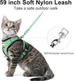 Cat Harness and Leash for Walking, Retractable Cat Harnesses and Leash Set Escape Proof, Breathable Soft Kitten Small Large Harness for Travel Training and Walking, Green, XS