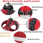 Cat Harness and Leash for Walking, Escape Proof Soft and Breathable Adjustable Vest Harness for Cats, Lightweight Easy to Control Medium Dog Kitten Harness, Comfortable Outdoor Jacket