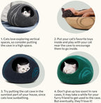 MEOWFIA Cat Cave – Premium Felt Cat Bed for Indoor Cats, Handmade 100% Merino Wool (Large, Dark Grey)