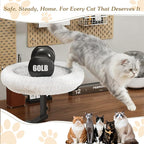 Adjustable Cat Desk Bed, 360° Rotatable Elevated Desk Cat Bed for Home Office, Space-Saving Design Table Supports Up to 60 lbs, Soft Faux Fur Bed with Removable Washable Cover (Beige)