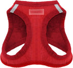 Voyager Step-In Plush Dog Harness – Soft Plush, Step In Vest Harness for Small and Medium Dogs by Best Pet Supplies - Harness (Red Corduroy), M (Chest: 16 - 18")