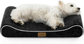 Orthopedic Dog Bed for Small Dogs up to 35 lbs - Removable Washable Cover with Waterproof Lining & Non-Skid Bottom, Cotton-Polyester Blend Boat-Shaped Lounger Mattress, S(30x20x5in), Black