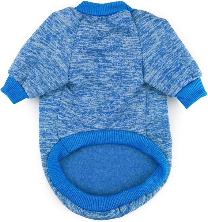 Idepet Pet Dog Classic Knitwear Sweater, Fleece Coat for Small,Medium,Large Dog,Warm Pet Dog Cat Clothes,Soft Puppy Customes (S, Blue)