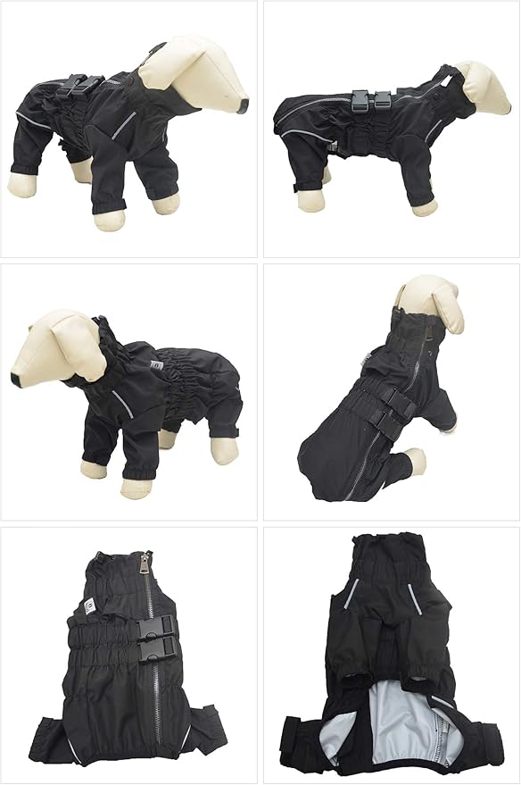 Dogs Waterproof Jacket, Lightweight Waterproof Jacket Reflective Safety Dog Raincoat Windproof Snow-Proof Dog Vest for Corgis Dachshund Small Medium Large Dogs Black D-L