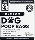 Certified 65% PCR (Post Consumer Recycled) Plastic and 35% Plant Based Dog Poop Bags - Dr. C's ONE OF A KIND Dog Poop Bags - 120 Bags / 8 Rolls, NO NEW PLASTICS USED, Unscented, Earth Friendly