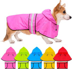 Fashion Hooded Dog Raincoat - Reflective Dog Rain Jacket Adjustable Puppy Raincoats Lightweight Pet Rain Coat for Small Dogs (Small, Pink)