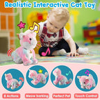 Colorful Robot Kitty Plush Toy, Interactive Meow Kitten, Electronic Pet, Animated Toy Cats for Girls & Kids, L:12"