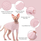 ASENKU Cat Sweater Soft Warm Puppy Clothes Knitwear for Kittens & Small Dogs, Thick Knitted Sweater for Sphynx Hairless Cats Teacup Chihuahua and Extra Small Dogs (Pink, S)