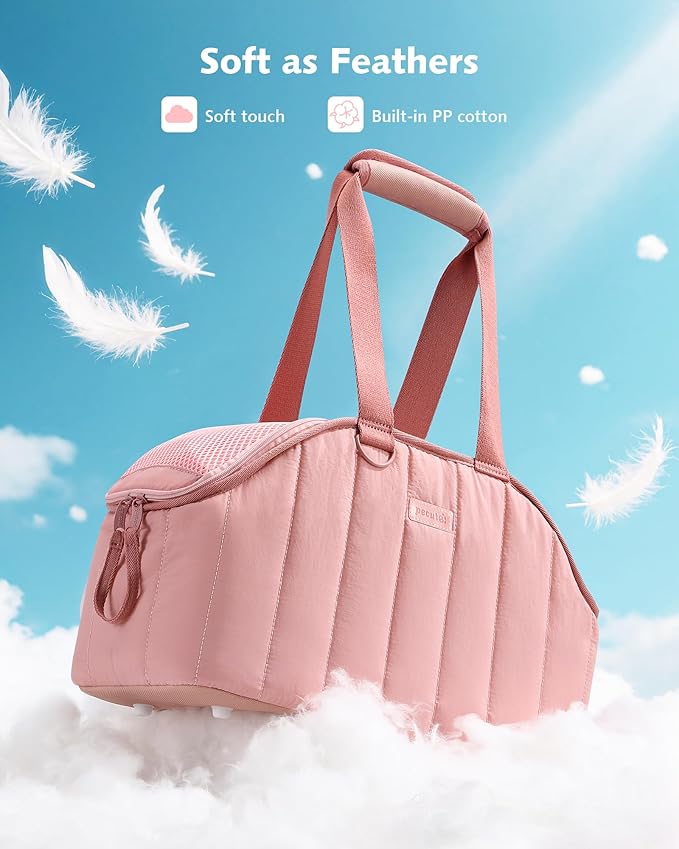 Pecute Dog Purse Carrier, Dog Carriers for Small Dogs with Cotton Soft Sided, Cat Carrier with Large Pockets, Comfortable Pet Carrier for Rabbit, Suitable for Travel, Subway, Veterinary, Pink