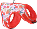 Mile High Life Dog Harness, Air Mesh Floral Vest Harness for 20 lbs Small Dogs & Cats, Easy Get on Adjustable Easy Closures Both Neck and Chest(Red Flower, M Chest 18"-20")