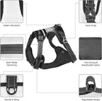 Custom Las Vegas Dog Harness with Reflective Stripes Personalized Name and Number Dog Vest Harness with Pet Traction Rope for Small Medium Large Dog