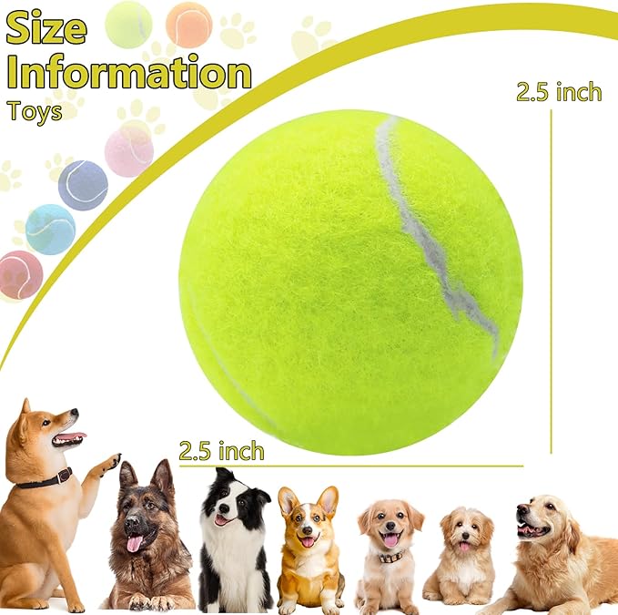 Swingers Squeaky Tennis Balls for Dogs,2.5 inch Training Tennis Balls,Exercise Ball for Pet Dog with Mesh Carry Bag Easy to Transport (Yellow, 60 Pack)