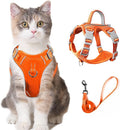 Cat Harness and Leash Set for Walking Escape Proof for Small Large cat Kitten Harness with ID tag Pocket (Orange,S)