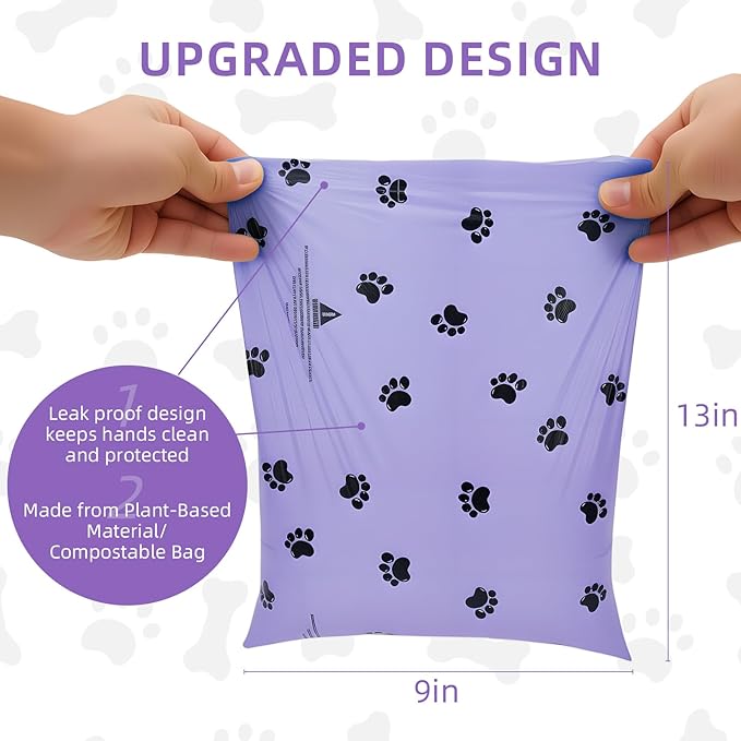 Undoria Purple Poop Bags for Dogs,18 rolls(270 Count Biodegradable Poop Bags,9x13 inches),With Dog Poop Bag Holder– Extra Thick & Leak-Proof Waste Bags for Dogs & Cats,Lavender Scent