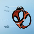 Best Pet Supplies Voyager Step-in Air Harness - All Weather Mesh, Reflective, No Pull Harness for Dogs, Cats - Secure with Hook & Loop Fastener, Buckle, Double D-Rings - Orange/Black Trim, XL