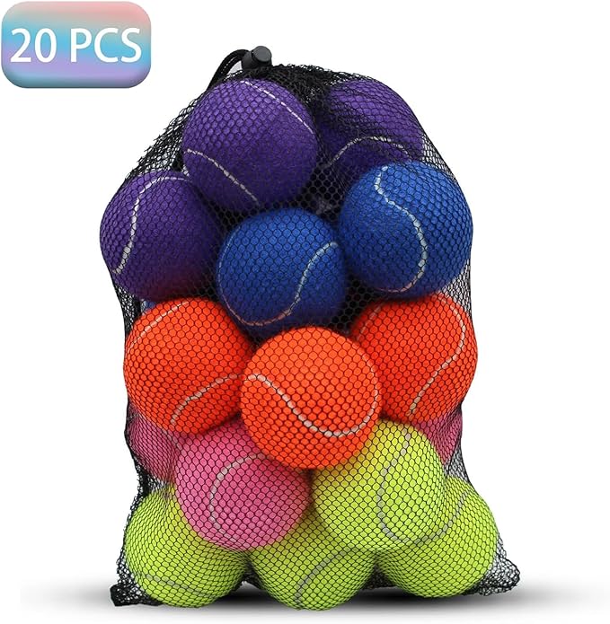 Magicorange 20 Pack Dog Tennis Balls, Tennis Balls for Dogs,Pet Ball Come with Mesh Bag for Easy Transport, Colorful Easy Catching Pet Dog Balls(Multi-Color, 20 Pack)