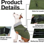 Lelepet Warm Dog Coat Waterproof Dog Jacket for Large Dogs Reflective Fleece Vest with Adjustable Buckle Hook & Loop Windproof Cold Weather Coats for Small Medium Large Dogs, Army Green, XXL