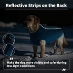 IDOMIK Warm Dog Coat with Harness, Waterproof Reflective Dog Jackets for Small Medium Large Dogs, Fleece High Collar Winter Jacket with Zipper, Pet Winter Snowsuit Clothes for Cold Weather,Blue 2XL