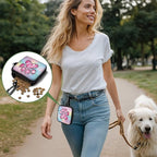 KEIAHUAN Pink Dog Paws Dog Treat Pouch Small Fanny Zipper Pack Holder for Puppy Hands-Free Snack Pouch for Dog Training, Walks & Outdoor Use