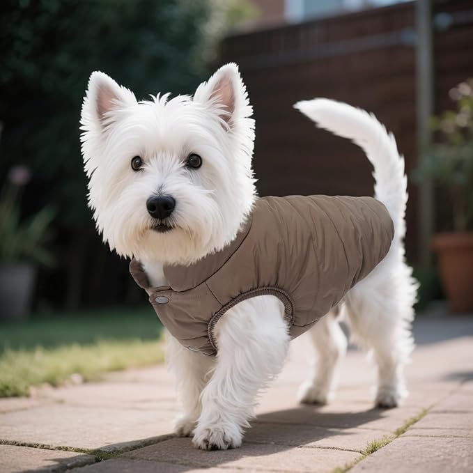 ASENKU Dog Winter Coat - Waterproof Windproof Dog Jacket, Warm Snowproof Doggie Puffer Vest for Cold Weather, Lightweight Snow Coats for Small Medium Large Dogs (XL, Coffee)