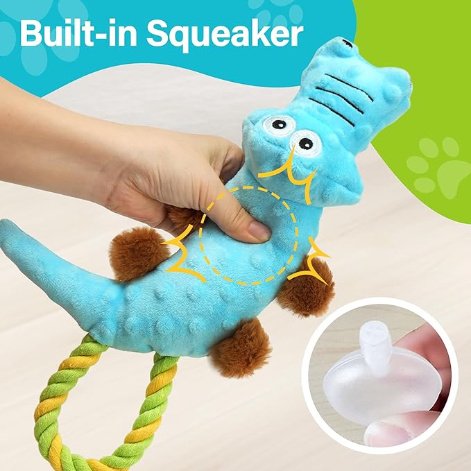 Prime Pets Dog Squeaky Toy, 2 Pack, Tug of War Dog Toys for Small Medium Large Dogs, Interactive Plush Puppy Chew Toy