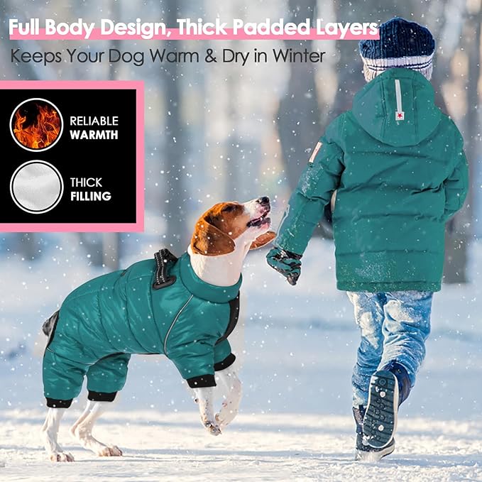 AOFITEE Dog Coat, Waterproof Dogs Jacket for Winter, Warm Fullbody Small Dog Snowsuit, Winter Coat for Small Dogs, Zip Up Pet Puffer Jacket Fleece Vest, Outdoor Reflective Pet Snow Jackets, XXL
