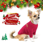 Idepet Pet Dog Classic Knitwear Sweater Fleece Coat Thickening Warm Pup Dogs Shirt Winter Dog Cat Clothes Puppy Customes Clothing for Small Dogs (XXS， WineRed)