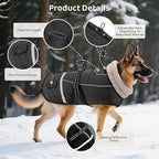 Dog Coat, Warm Dog Winter Coat Reflective Jacket Waterproof Fleece Vest, Pet Jacket Cozy for Cold Weather, Dogs Snowsuit Windproof, Adjustable Buckle for Large Dogs