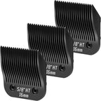 3 Pack 5/8HT Detachable Dog Grooming Steel Blades,Compatible with Andis,Oster A5,Wahl KM-10 Series,Cut Length 5/8" 16MM （Black）