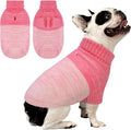 Queenmore Small Dog Sweater, Knitted Pullover Puppy Sweater,Cold Winter Pet Sweaters for Dog Girls Boys, Soft Turtleneck Knit Sweater with Leash Hole,Long Sleeves Christmas DogSweater(Pink,XS)