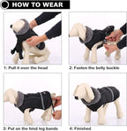 QBLEEV Warm Dog Coat Reflective Dog Jacket, Waterproof Dog Winter Coat Turtleneck Dog Clothes for Cold Weather, Thick Fleece Dog Snowsuit Christmas Dog Vest Pet Apparel for Small Medium Large Dogs 3XL
