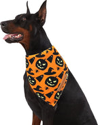 Realeaf Halloween Dog Bandanas 2 Pack, Pumpkin and Spider Web Bibs, Triangle Reversible Fall Pet Scarf, Premium Durable Fabric, Adjustable Fit (X-Large)