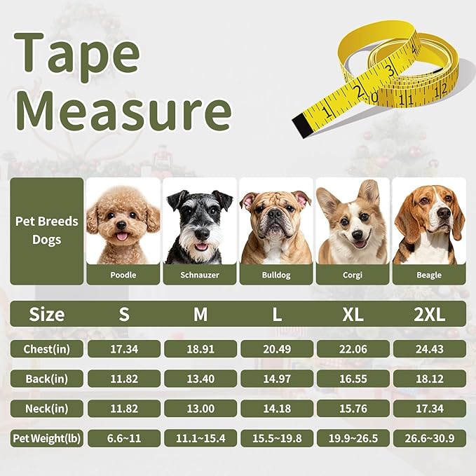 Dog Winter Coat for Small & Medium Dogs (Up to 31lb), Waterproof Dog Coat with Harness, Puppies Windproof Puppy Puffer Jacket, Snowsuit for Dachshund,Frenchie, Corgi (Classic Green, Large)