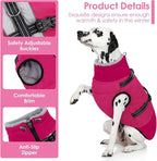AOFITEE Small Dog Coat, Waterproof Dog Winter Jacket with Harness Built in, Warm Fleece Lined Dogs Jacket for Cold Weather, Reflective Pet Snow Jackets with Zipper for Yorkshire, Schnauzer, Hot Pink S