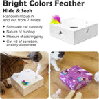 Migipaws Automatic MigiBox Cat Toys 3 n1 Interactive Pounce Mystery Under PopSkin 7 Holes Cardboard Kitten Toys for Indoor Rechargable 6 Accessories(Purple)