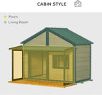 PawHut Outdoor Dog House Cabin Style, Wooden Raised Pet Kennel with Asphalt Roof, Front Door, Side Window, Porch for Medium/Large Dogs, Loading 53 lbs, Yellow