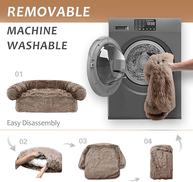 Calming Dogs/Cats Bed Mats, Dog Pad Washable Removable Couch Cover, Plush Long Fur Mat for Pets, Waterproof Lining, Perfect for Small, Medium and Large Dogs and Cats (Desert Brown, 59"x39")