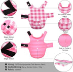 ASENKU Dog Winter Coat, Fleece Doggie Jacket Plaid Reversible Vest Waterproof Windproof Cold Weather Clothes for Small Medium Large Dogs (XXL, Pink)