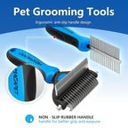 Pet Grooming Set with Shedding Brush and Dematting Comb，Brush for Small Breed Dogs，Cat Shedding Brush，Stainless steel teeth remove tangled hair，Pet Grooming Tools-Small